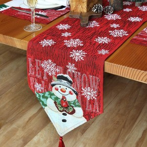 <span class=keywords><strong>Natale</strong></span> stampa a strisce di <span class=keywords><strong>cotone</strong></span> lino stile nordico pupazzo di neve tavolo Runner <span class=keywords><strong>tovaglia</strong></span> per pranzo tavoli da caffè decorazione tessuto - Product Image 4