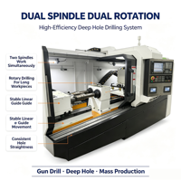 Machine de perçage profond CNC radiale de précision à haute exactitude avec moteur et engrenage pour tubes cylindriques et arbres longs
