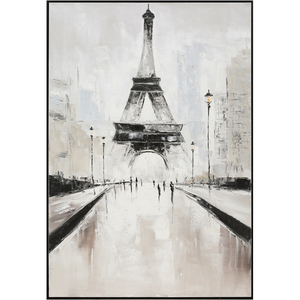 Peinture <span class=keywords><strong>à</strong></span> l'huile moderne abstraite texturée, paysage de rue de <span class=keywords><strong>Paris</strong></span>, Tour Eiffel, noir, blanc, gris, pour la décoration murale de la maison, du bureau, de l'hôtel - Product Image 1