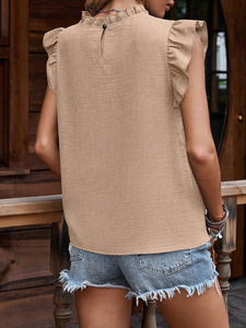 Women's Ruffled Sleeve Pleated <b>Top</b> Pullover Short-sleeved Shirt Fashion - Product Image 6