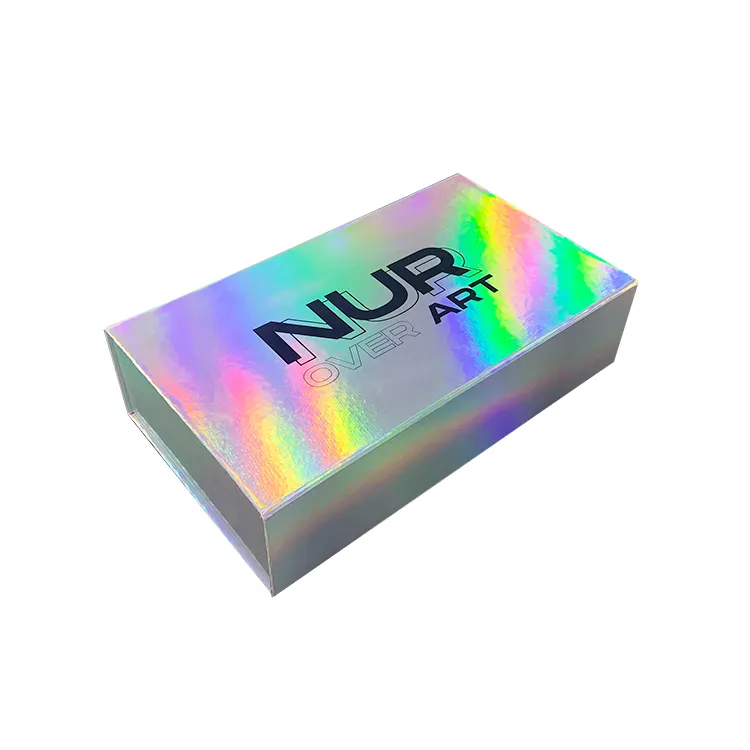 Custom Logo Magnetic Closure Cardboard Folding Glitter Cardboard Holographic New Year Gift Box Zealx Packaging