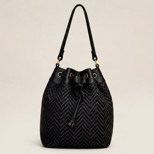 Bolso de Hombro Tipo Cubo de Cuero Genuino Premium Vintage para Mujer, con Cordón, de Lujo, para Invierno, Venta al Por Mayor OEM ODM - Product Image 1