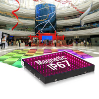 Supershow 3d Infinity Mirror Led Dance Floor Tiles Glass Panel Dmx Night Club Rgb Light up Led Dance Floor Magnetic for Wedding