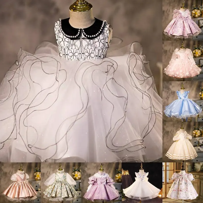 Spot wholesale new fashion girls dress girls long satin embroidery princess dress