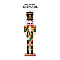 Soldat casse-noisettes tambouriniste en bois de 30 cm, décorations de Noël peintes à la main, chapeau haut-de-forme noir, décoration intérieure, cadeau, fourniture d'usine