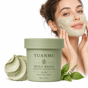 Mascarilla Facial Purificante de Burbujas de Albahaca <span class=keywords><strong>Sagrada</strong></span>, Crema Limpiadora de Poros, Hidratante y Controladora de Grasa, Elimina Puntos Negros - Product Image 1