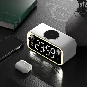 New Smart Wireless Charge Alarm Clock Night Light Home Speaker Portable Outdoor FM Radio Music Blue Tooth Speaker