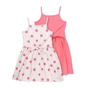 Cute Toddler Girl Pink & Star Print Jersey Dress 2 Pack