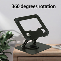 Nouveauté 2025 Support de tablette noir réglable ergonomique Support de bureau portable Rotation à 360 degrés Acier au carbone pour 5-13 pouces