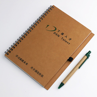 Carnet de notes à couverture rigide de couleur naturelle promotionnelle de 200 pages, 70 g/m², 100 feuilles écologiques, pages intérieures à reliure spirale lettre/A4
