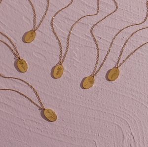 Collier <span class=keywords><strong>de</strong></span> <span class=keywords><strong>fleur</strong></span> ovale pour femme, en acier inoxydable, plaqué or 18K, bijoux commémoraux d'<span class=keywords><strong>amitié</strong></span>, cadeau idéal pour la fête des mères - Product Image 5