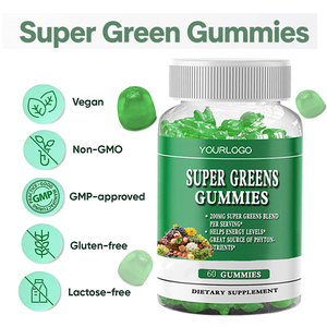 Gummies Super Greens 500 MG <span class=keywords><strong>Moringa</strong></span> biologique Antioxydant Soutien immunitaire Complément alimentaire pour adultes avec superaliments végétaux et fruités - Product Image 6