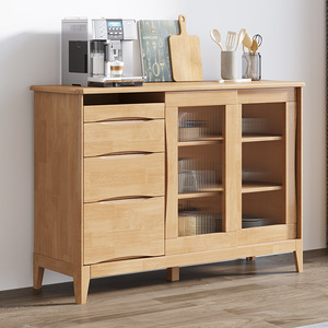 Nordic Solid Wood <b>Sideboard</b> 80Cm <b>Storage</b> Cabinet Kitchen Living Room Oak Tea Cabinet - Product Image 1