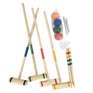YOHO Set permainan kroket kayu olahraga anak OEM/ODM Set permainan kroket warna-warni