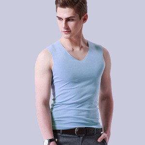 <strong>Mens</strong> Ice Silk Bottoming Shirt V-Neck <strong>Sports</strong> Stretch Seamless <strong>Vest</strong> - Product Image 4