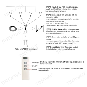 Film intelligent pour vitres <span class=keywords><strong>de</strong></span> <span class=keywords><strong>voiture</strong></span> Teinte intelligente PDLC Confidentialité Film pour vitres <span class=keywords><strong>de</strong></span> <span class=keywords><strong>voiture</strong></span> Teinte auto-adhésive commutable PDLC Film Télécommande - Product Image 6