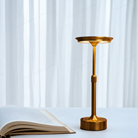 Lampe de table LED rechargeable au design classique pour la décoration du salon, style moderne, abat-jour rond, port USB, éclairage de bureau à batterie