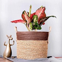Panier à plantes tissé, pot de fleurs tissé pour plantes artificielles, décoration intérieure et extérieure, balcon, jardin, vente en gros