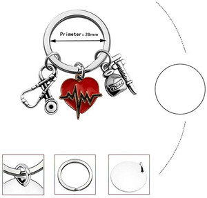 โมเดลปี200พวงกุญแจพยาบาล,หน้ากากหมวกหมอพยาบาลหมวกหัวฉีดหัวใจเต้นเข็มฉีดยาหัวใจหูฟังแบบห้อยพวงกุญแจ - Product Image 2