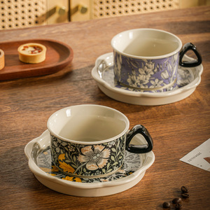 Vintage Floral Ceramic <b>Coffee</b> Cup and Saucer <b>Set</b> Luxury Ins Style <b>Tea</b> Cup <b>Set</b> - Product Image 3