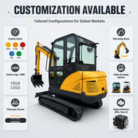 Excavator Mini Crawler 1.2 Ton YOUPU Mesin 7.6kW Bucket 0.02m Penggali Hidrolik Motor Gear Pompa Taiheng Katup Penggerak