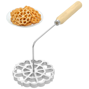 Creatifchef 2025, Nuevo Molde para Galletas de Roseta Reutilizable de Aleación de Aluminio y Madera Maciza con Mango para Herramientas de Repostería y Aperitivos Fritos - Product Image 1