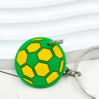 Gantungan Kunci Sepak Bola PVC Lunak Cetak 3D Logo Kustom, Souvenir Olahraga Karet Timbul 3D, Kotak Misteri, Hadiah Promosi Kecil OEM