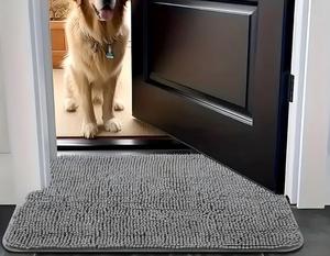 Hochwertige Mikrofaser Hunde- & Katzen-Türmatte Rutschfeste Chenille-Bettmatte mit Gummiboden Weiche Komfortable Haustier-Fußreinigungsmatte - Product Image 5