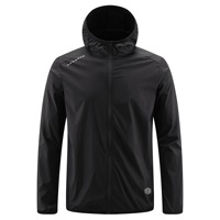 Veste coupe-vent noire personnalisée OEM, légère, imperméable, entièrement zippée, pour le sport, l'entraînement et les activités de plein air