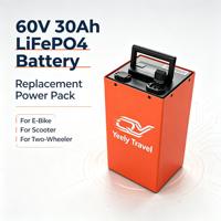Baterai Lithium Iron Phosphate 60V 30Ah LiFePO4 Siklus Dalam Tahan Guncangan Tahan Air Tangguh Tahan Lama untuk Kendaraan Roda Tiga