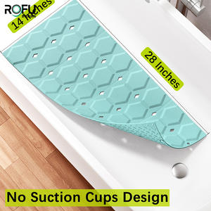 Alfombrilla de baño de silicona Rofu, rectangular, antideslizante, con ventosas para bañera y ducha, diseño minimalista, fácil de limpiar - Product Image 3