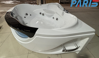 Baignoire de massage intérieure moderne en acrylique sur mesure OEM/ODM de 1,5 m, durable, avec système de remous, drain, design d'angle, style européen