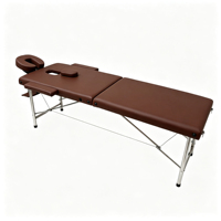 Table de massage portable durable à 2 sections avec pieds en acier inoxydable, lit de spa pliable avec repose-tête et accoudoirs