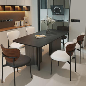 Ensemble table et chaises de salle à manger Shilen, style italien moderne, plateau noir, 6 pièces, rectangulaire, gain de place - Product Image 1