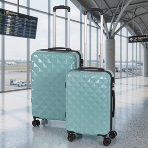 2 Valigie in Nylon Leggero Azzurro Acquamarina, Impermeabili, con Doppia Cerniera Esterna, Lucchetto Combinato, 4 Ruote, Fodera in Poliestere, per Esterni - Product Image 2