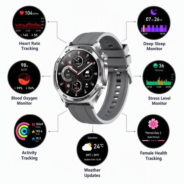 Luxury Men's Smart Watch Silica Gel IPS Display 5-10 Days Battery Life Business Fitness Tracker OEM Custom Logo IP68 Waterproof