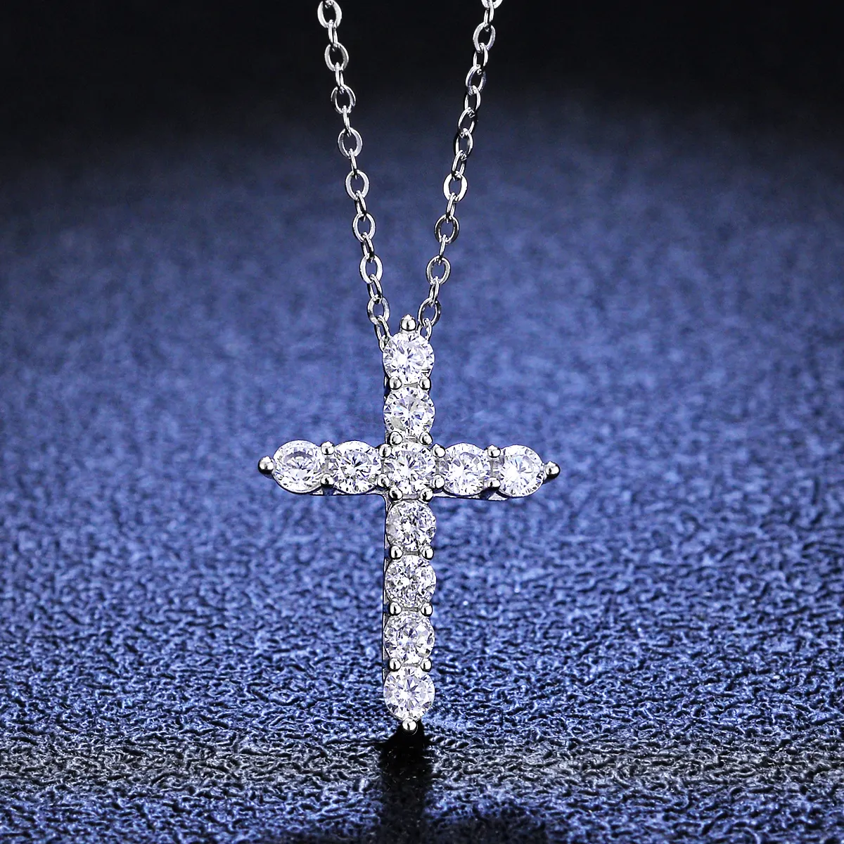 Colgante de cruz de plata de ley con piedra de moissanita VVS, collar con colgante de Cruz de moissanita