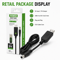 Câble d'alimentation USB-A vers DC 5.5 2.1 avec surtension 5V vers 9V 2A, cœur CCA pour routeur, ventilateur, lumière LED, haut-parleur et autres appareils