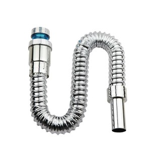 Tubo de desagüe para lavabo Huixin, a prueba de olores, con cabezal azul, alambre de acero, curva en S, universal para lavabo. - Product Image 2