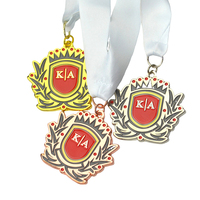 Ruban de médaille de sport plaqué de trophées de médaillon en métal blanc de récompenses de logo personnalisable pour la fête d'anniversaire de fête nationale