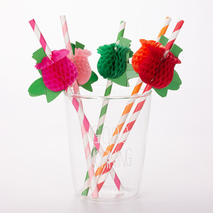 3D Colored Paper Straw Rose Beverage Decoration Disposable Party Straws Random Color Straight Pipe - Product Image 2