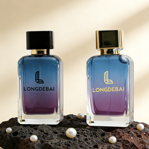 Factory Custom square Blue Recyclable 30ml 50ml 100ml Glass Perfume <b>Bottles</b> and <b>Plastic</b> Caps - Product Image 3