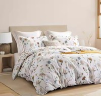 Ensemble de couette en coton personnalisé, blanc et bleu, imprimé de fleurs, alternative à l'ensemble de literie 3 pièces, résistant à l'eau, anti-acariens, 200TC