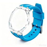Nouvelle mode, bracelet de montre en silicone liquide 3H respectueux de la peau, boîtier de montre en plastique transparent, ensemble complet pour hommes et femmes