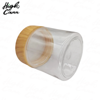 Tarro de Plástico PET HighCann de 3oz 4oz 3.5g para Flores Secas, Tarro de Plástico con Acabado Madera Resistente a Niños, Etiqueta Personalizada