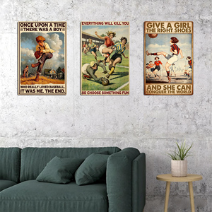Panneau métallique personnalisé en gros, imprimé UV coloré, pour décoration murale <span class=keywords><strong>de</strong></span> Man Cave, Club et Salle <span class=keywords><strong>de</strong></span> Sport, avec illustrations sportives, style affiche vintage en étain - Product Image 2