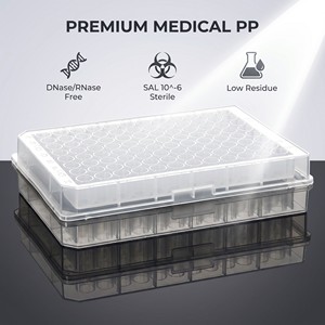 0.5ml 96 puits clair puits profond plaque U fond sans pyrogène PCR sans microplaque en polypropylène - Product Image 1