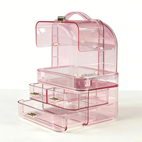 Boîte de rangement transparente de bureau avec tiroirs, utilisée pour les rouges à lèvres et les accessoires