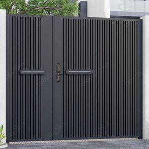 <span class=keywords><strong>Portail</strong></span> de Villa Automatique Moderne <span class=keywords><strong>Intégré</strong></span> en Aluminium Gris Foncé Mat Personnalisé <span class=keywords><strong>avec</strong></span> Barreaux, <span class=keywords><strong>Portillon</strong></span> Piétonnier pour Allée - Product Image 6