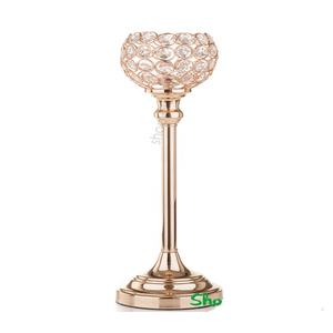 Portavelas de boda moderno, soporte de cristal chapado en oro para decoración de sala de estar, precio al por mayor - Product Image 1